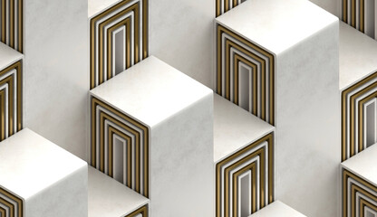 Elegant 3D Box Stairs with Geometric Pattern Design