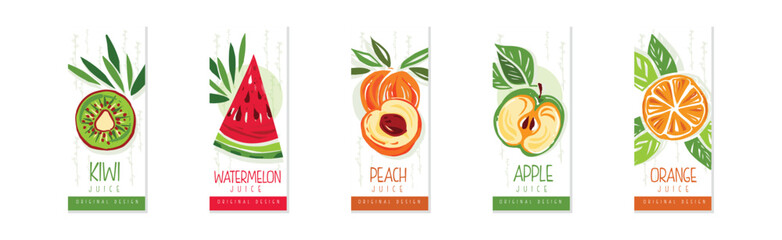 Wall Mural - Fruit Juicy Card and Banner Original Design Vector Set