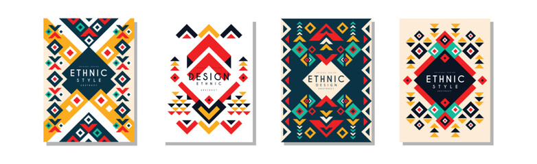 Wall Mural - Geometric Ethnic Style Abstract Banner and Flyer Vector Set