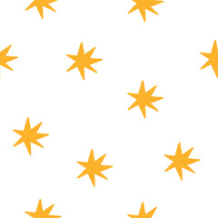 Poster - Hand drawn Christmas seamless pattern with decorative stars. Doodle simple illustration on white background.