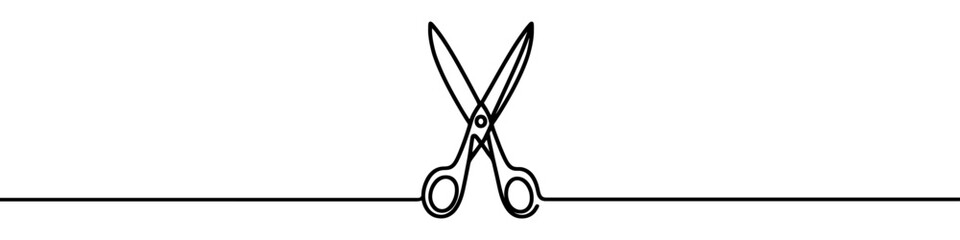 Wall Mural - Minimalist vector illustration representing a pair of scissors, using a single continuous line. Vector illustration.