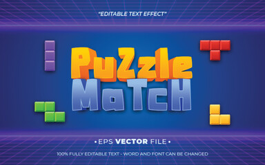 Poster - Puzzle Match 3d text effect editable vector