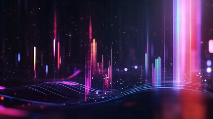 Poster - Colorful abstract digital wave patterns creating a dynamic visual representation of sound and music energy