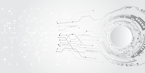 Fototapete - Data transfer and protection, internet communication on a grey background. High computer technology design. Modern science vector presentation. Abstract circles and lines futuristic concept.