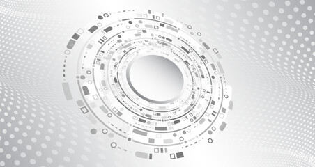 Aufkleber - Advanced communication technologies. Gray and white futuristic background. Vector illustration template. Abstract innovation background from technological elements.