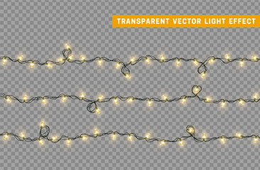 Wall Mural - christmas lights garlands. festive design elements. celebrate realistic object. holiday xmas decor. 