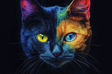 Wall Mural - Cat in two tone colors, black and ginger