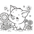 © Rafaela - coloring page of a cute pig , coloring book page, clean line art, white background