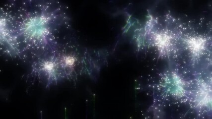 Wall Mural - Happy new year 2025 motion animation. Abstract motion background shining colorful particles. New year and Christmas 2025, 2024 background. Seamless 4K loop video.