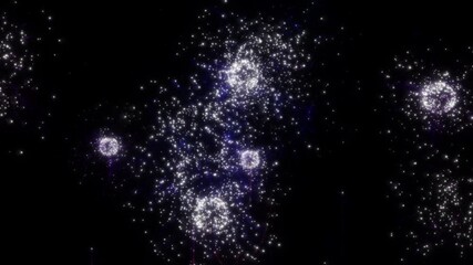 Wall Mural - Happy new year 2025 motion animation. Abstract motion background shining colorful particles. New year and Christmas 2025, 2024 background. Seamless 4K loop video.
