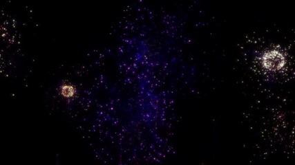 Wall Mural - Happy new year 2025 motion animation. Abstract motion background shining colorful particles. New year and Christmas 2025, 2024 background. Seamless 4K loop video.