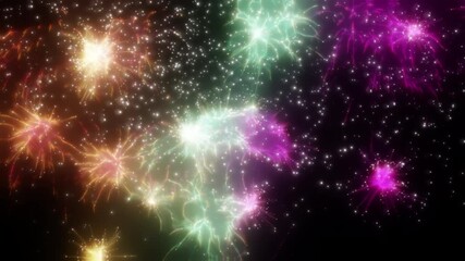 Wall Mural - Happy new year 2025 motion animation. Abstract motion background shining colorful particles. New year and Christmas 2025, 2024 background. Seamless 4K loop video.