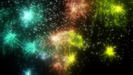 Wall Mural - Happy new year 2025 motion animation. Abstract motion background shining colorful particles. New year and Christmas 2025, 2024 background. Seamless 4K loop video.