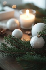 Poster - A close-up shot of a decorated table with candles and ornaments, perfect for use in party or holiday themed projects
