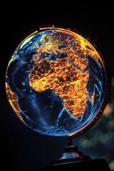 Poster - A glowing orb placed on a stand in a darkened space, perfect for use as an ambient light or decorative accent
