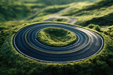 Aufkleber - A curved section on a winding road, suitable for travel or navigation images