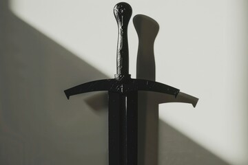 Poster - A pair of black swords sits atop a white wall, ready for action