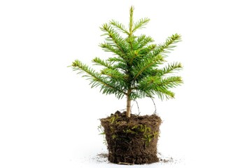 Poster - A small pine tree growing in a pot on a white surface