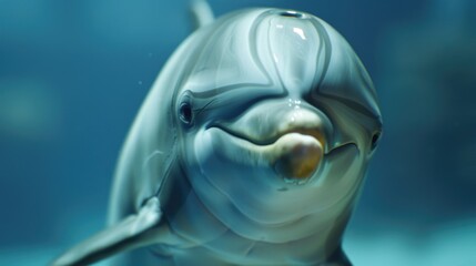 Poster - Close-up view of a dolphin's open mouth, great for wildlife or marine life themes