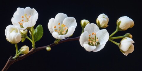 Sticker - A bunch of white flowers growing on a natural branch