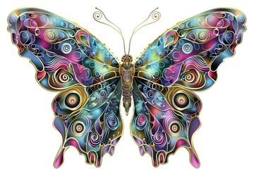 Poster - A beautiful butterfly perched on a plain white background