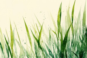 Poster - Watercolor illustration of lush green grass against a white background, perfect for decorative purposes or as a subtle design element