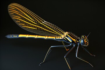 Aufkleber - A close-up photo of a dragonfly on a dark, contrasting background