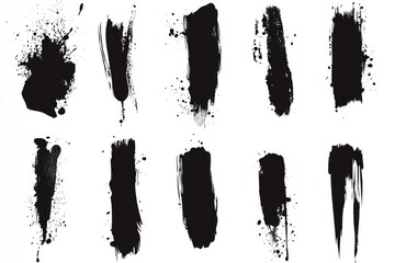 Poster - Abstract illustration with black brushstrokes on a white surface