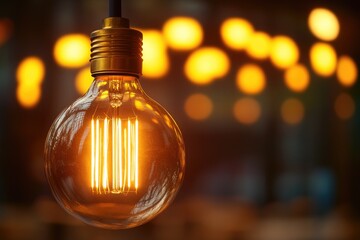 Poster - A close-up shot of a light bulb with a blurred background