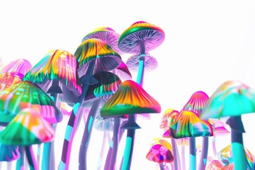 Poster - A cluster of brightly colored fungi stacked on top of one another