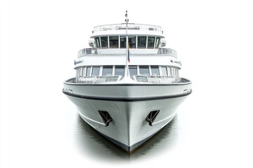 Poster - A large white boat floats peacefully on the surface of the water