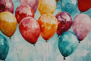 Poster - A collection of vibrant balloons floating in the air