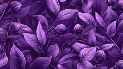 Aufkleber - A detailed shot of a cluster of deep purple leaves with intricate veins and texture