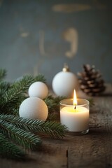 Poster - A warm and cozy table setting with a candle and decorative ornaments