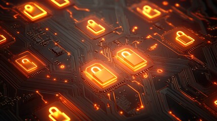 Poster - A close-up view of a circuit board featuring a lock