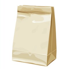 Aufkleber - Cream colored paper bag isolated on white background. Simple design. Food packaging. Eco friendly material. Modern style. Blank space for branding. Packaging design. Product presentation. Versatile