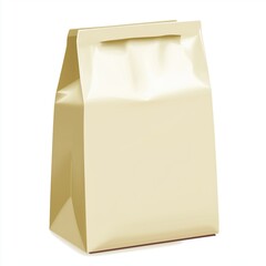 Aufkleber - Cream colored paper bag isolated on white background. Empty bag mockup ready for branding, design. Simple packaging for food products. Versatile product display. Useful for branding, promotion.