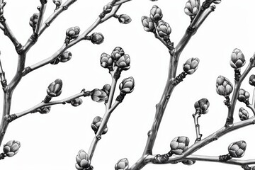 Poster - A close-up shot of a tree branch in black and white