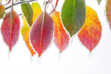 Poster - A bunch of leaves dangling from tree branches, great for autumn or nature-themed designs