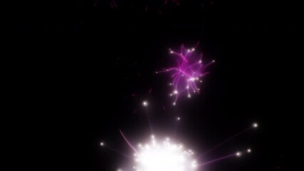 Wall Mural - Happy new year 2025 motion animation. Abstract motion background shining colorful particles. New year and Christmas 2025, 2024 background. Seamless 4K loop video.