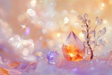 Aufkleber - Close-up of sparkling crystals on snow-covered terrain, great for winter scenes or decorative items