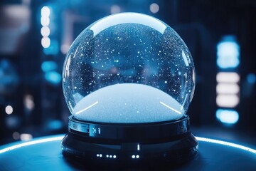 Poster - A snow globe sitting on a table, a decorative item with a winter scene inside