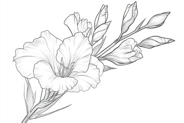 Aufkleber - A simple yet elegant black and white illustration of a flower
