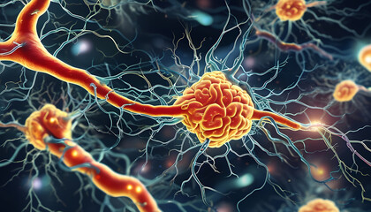 Aufkleber - Detailed representation of the human nervous system, including brain, spinal cord, and neural pathways