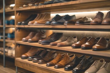 Aufkleber - Shoes on display in a store, perfect for commercial or editorial use