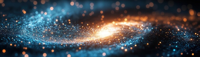 A symbolic glowing deepspace communication array visualized in a tech lab, dramatic cinematic lighting