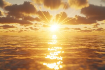 Wall Mural - a clear blue ocean with a bright sun shining above, perfect for a relaxing day at the beach or as a 
