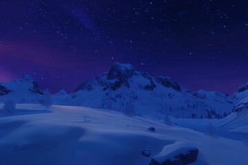 lofoten islands, norway. green aurora over mountains. winter night with northern lights