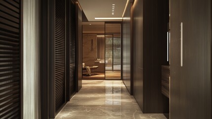 Wall Mural - Contemporary hallway with a wardrobe and sliding doors 