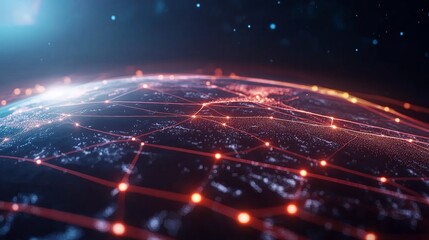 Poster - Visual representation of interconnected global networks showcasing digital data flow across Earth
